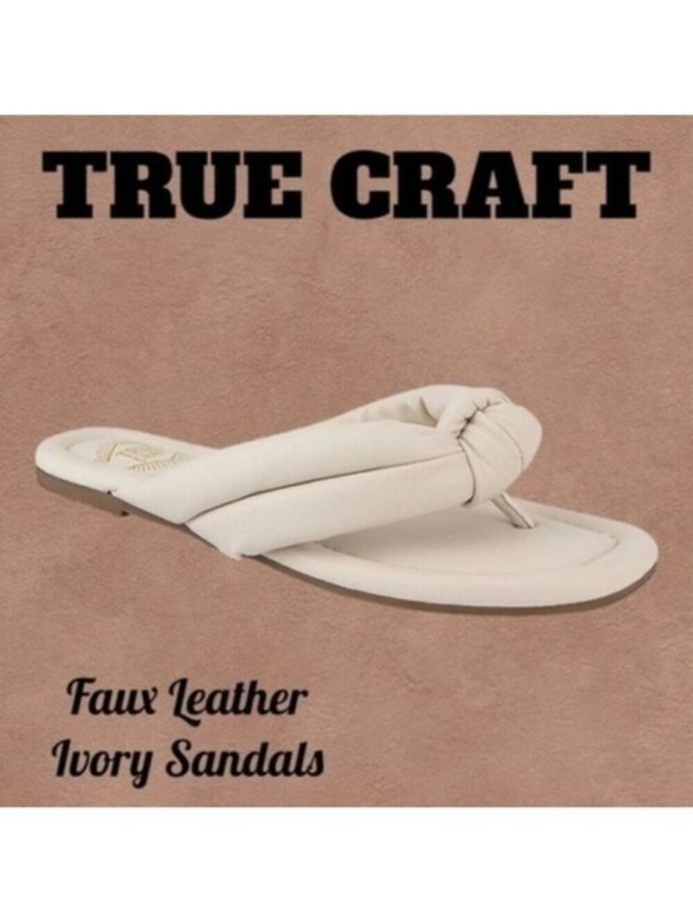TRUE CRAFT Brandy Faux Leather Puffy-Knotted Straps Flip-Flop Sandals NWT/10